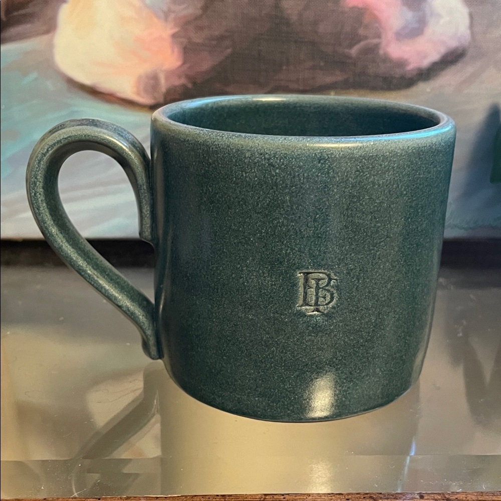 McQueen Pottery Blackberry Farm Stoneware Coffee Mug McQ Dark Teal Blue-Set of 2 - Picture 2 of 6